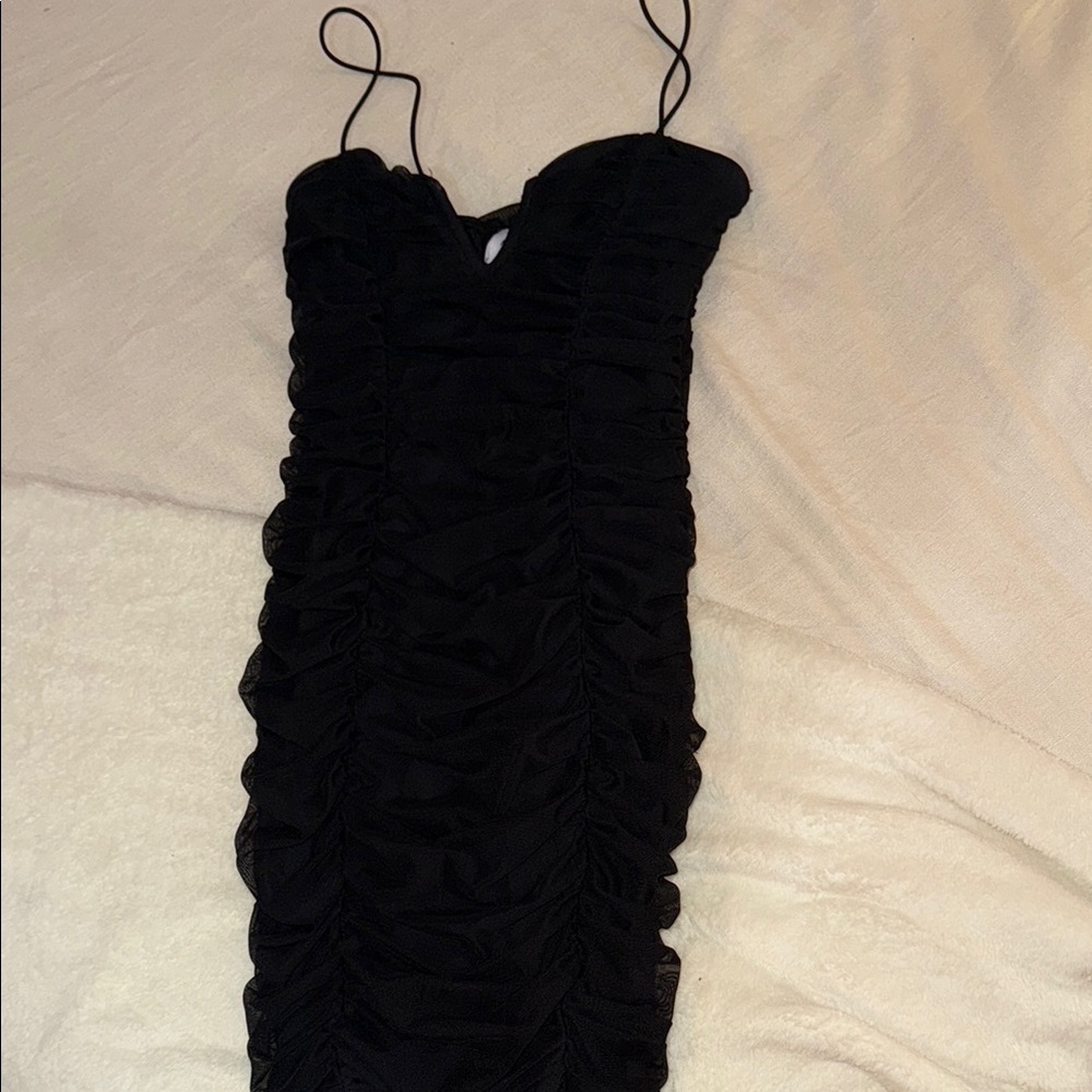 Princess Polly Black Ruched Mini Dress